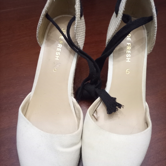 Joe Fresh Cream Espadrille Ankle Strap Shoes - Picture 1 of 4